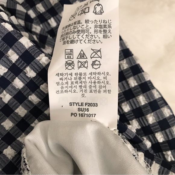 J.Crew Navy Blue Textured Seersucker Gingham One Piece Swimsuit Size 8 - Picture 14 of 15